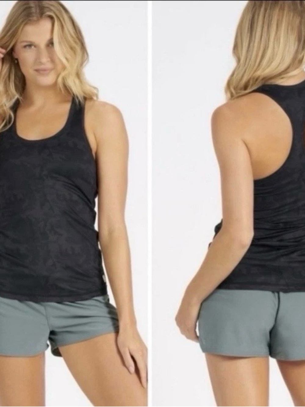 Vuori Lux Performance Tank Top Women’s S No Tags Black Camo Racerback Athletic
